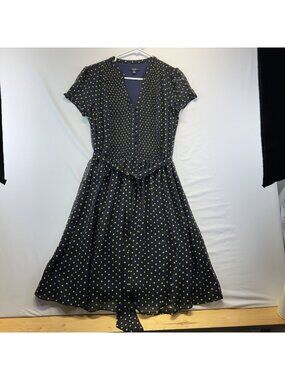 MSK Dress Blue & Yellow Polka Dots Sz 12